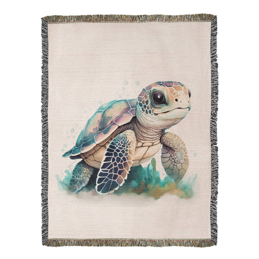 Cute Sea Turtle 014 - 60" x 80" Heirloom Woven Blanket