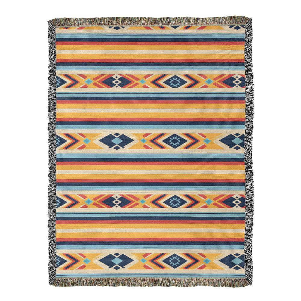 Mexican Textile Pattern 008 - 60" x 80" Heirloom Woven Blanket
