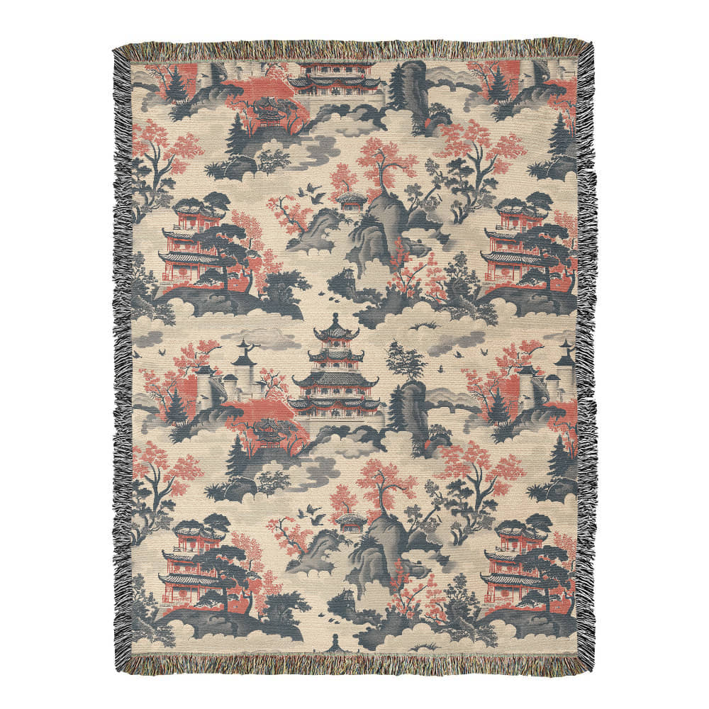 Chinese Ornament Pattern 008 - 60" x 80" Heirloom Woven Blanket