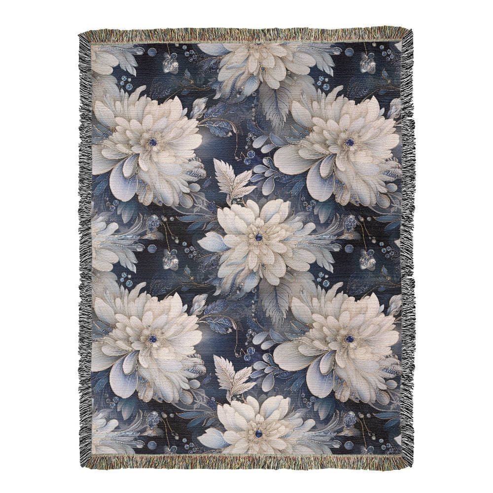 Nocturnal Bloom Pattern 009 - 60" x 80" Heirloom Woven Blanket