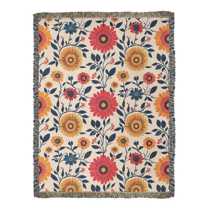 Mexican Floral Fiesta Pattern 040 - 60" x 80" Heirloom Woven Blanket