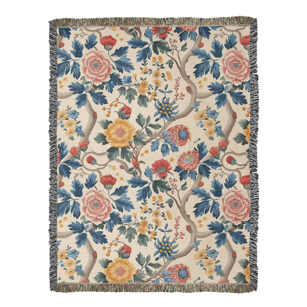 Chinoiserie Pattern 013 - 60" x 80" Heirloom Woven Blanket