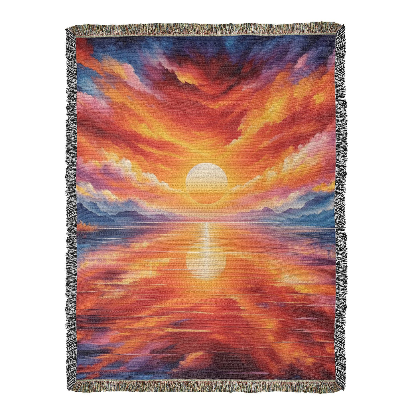 Colorful Sunset 12 - 60" x 80" Heirloom Woven Blanket