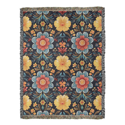 Mexican Floral Fiesta Pattern 046 - 60" x 80" Heirloom Woven Blanket