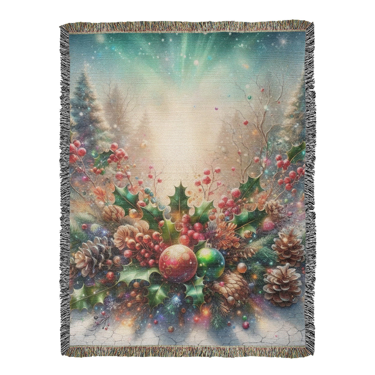 Festive Christmas Winter Scene 012 - 60" x 80" Heirloom Woven Blanket
