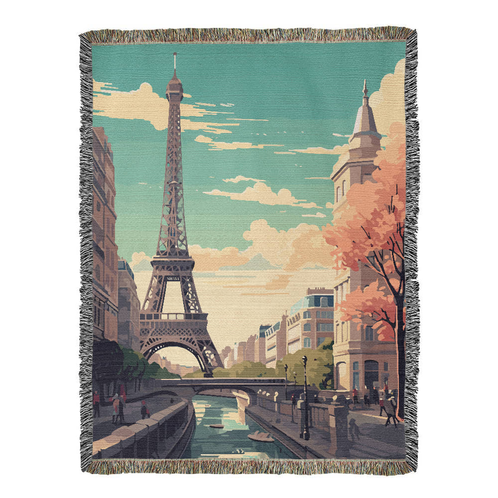 Famous Travel Destinations - Paris, France - 60" x 80" Heirloom Woven Blanket