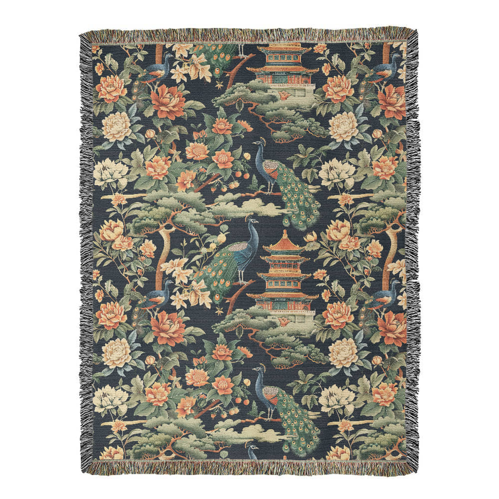 Chinoiserie Pattern 005 - 60" x 80" Heirloom Woven Blanket