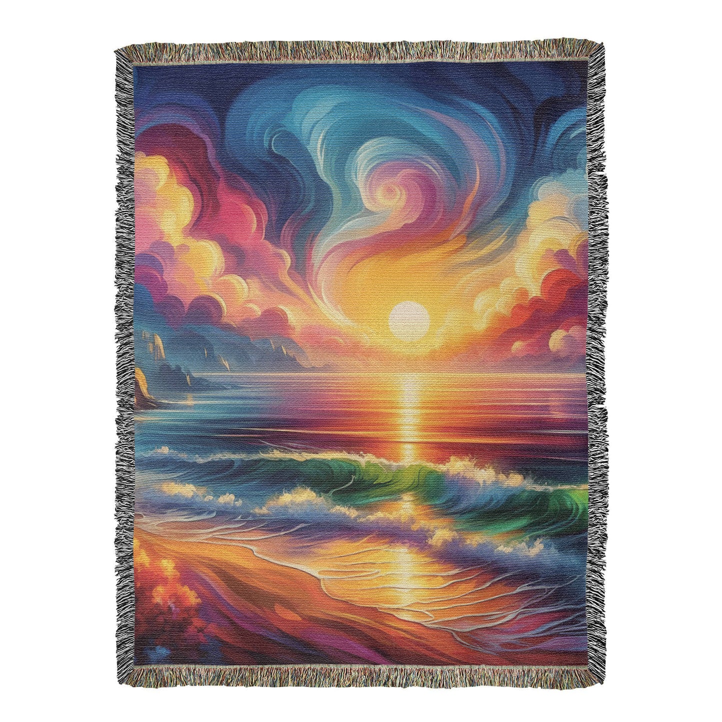 Colorful Sunset 01 - 60" x 80" Heirloom Woven Blanket