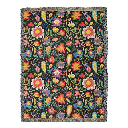 Mexican Floral Fiesta Pattern 038 - 60" x 80" Heirloom Woven Blanket