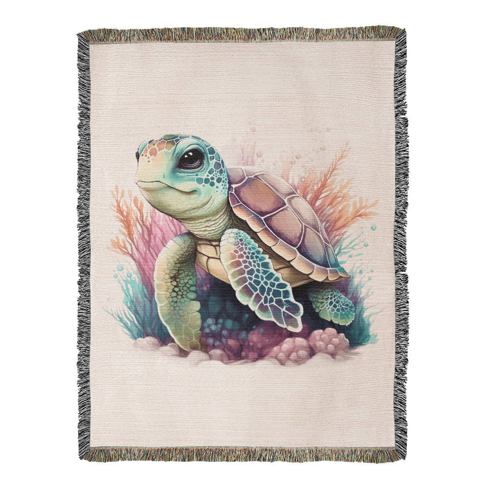 Cute Sea Turtle 012 - 60" x 80" Heirloom Woven Blanket