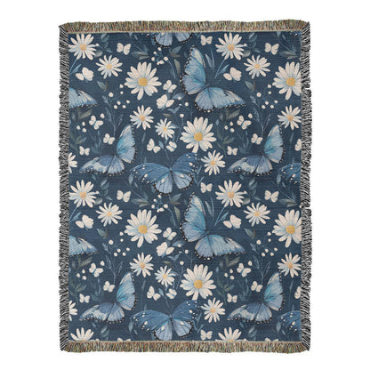 Butterflies And Flowers Pattern 015 - 60" x 80" Heirloom Woven Blanket