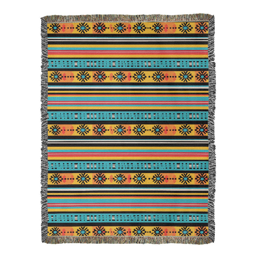 Mexican Textile Pattern 005 - 60" x 80" Heirloom Woven Blanket