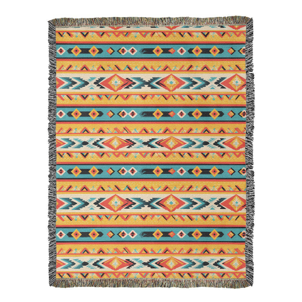 Mexican Textile Pattern 004 - 60" x 80" Heirloom Woven Blanket
