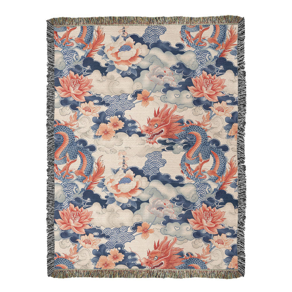 Chinoiserie Pattern 008 - 60" x 80" Heirloom Woven Blanket