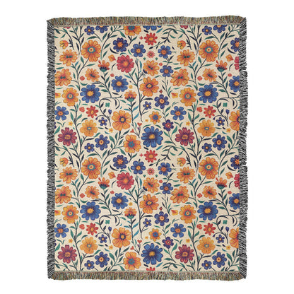 Mexican Floral Fiesta Pattern 001 - 60" x 80" Heirloom Woven Blanket