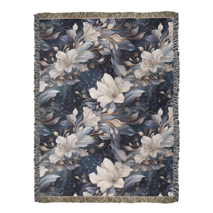 Nocturnal Bloom Pattern 005 - 60" x 80" Heirloom Woven Blanket