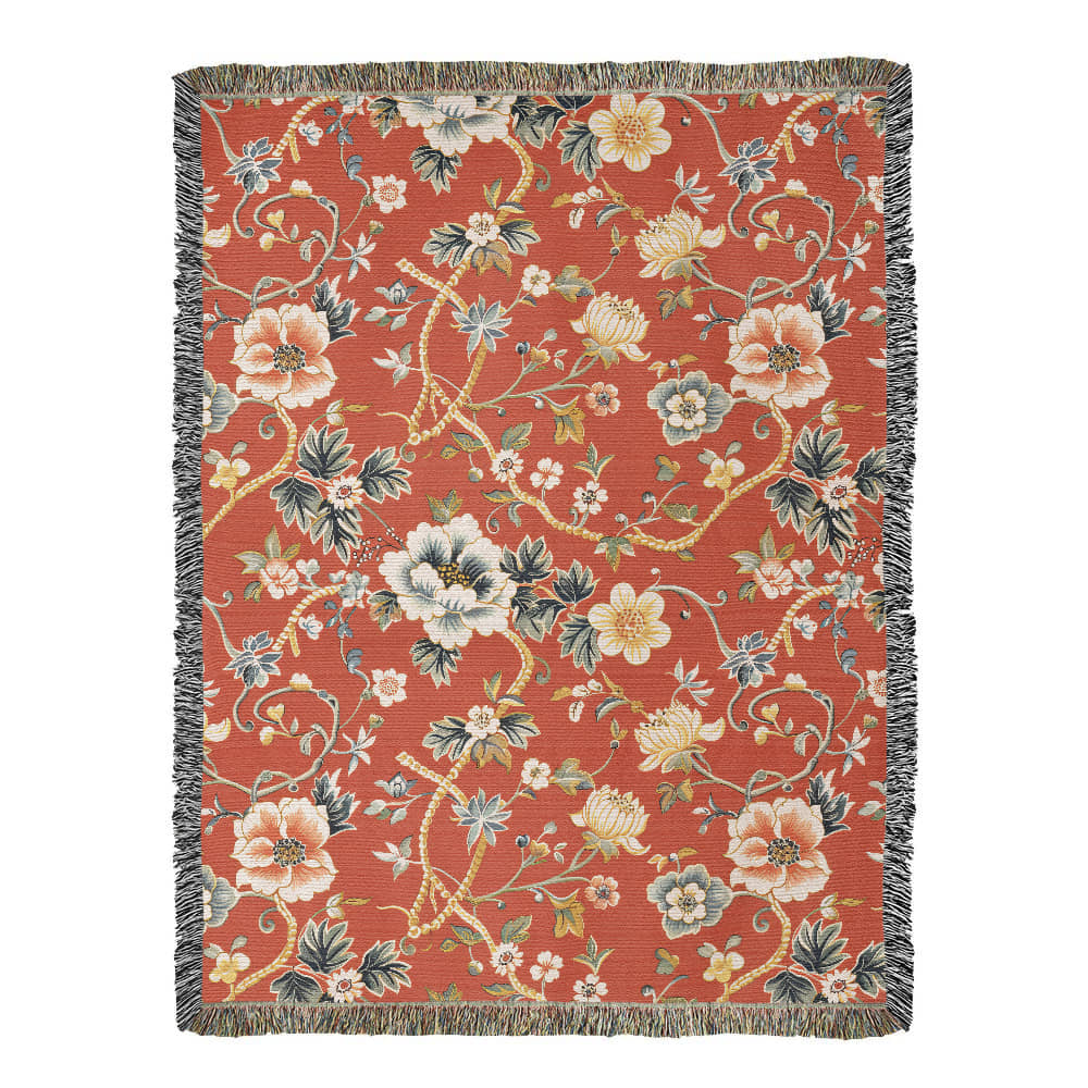 Chinoiserie Pattern 017 - 60" x 80" Heirloom Woven Blanket