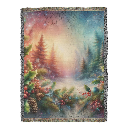 Festive Christmas Winter Scene 011 - 60" x 80" Heirloom Woven Blanket