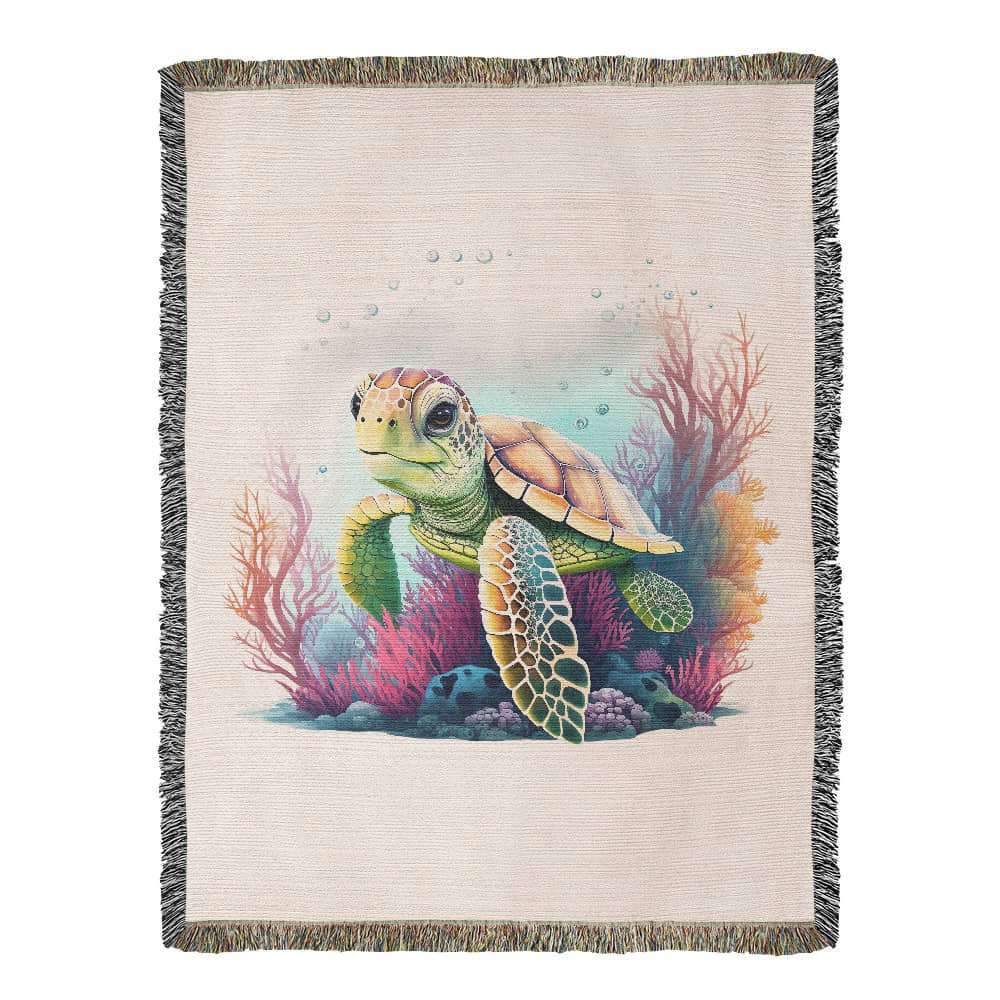 Cute Sea Turtle 006 - 60" x 80" Heirloom Woven Blanket