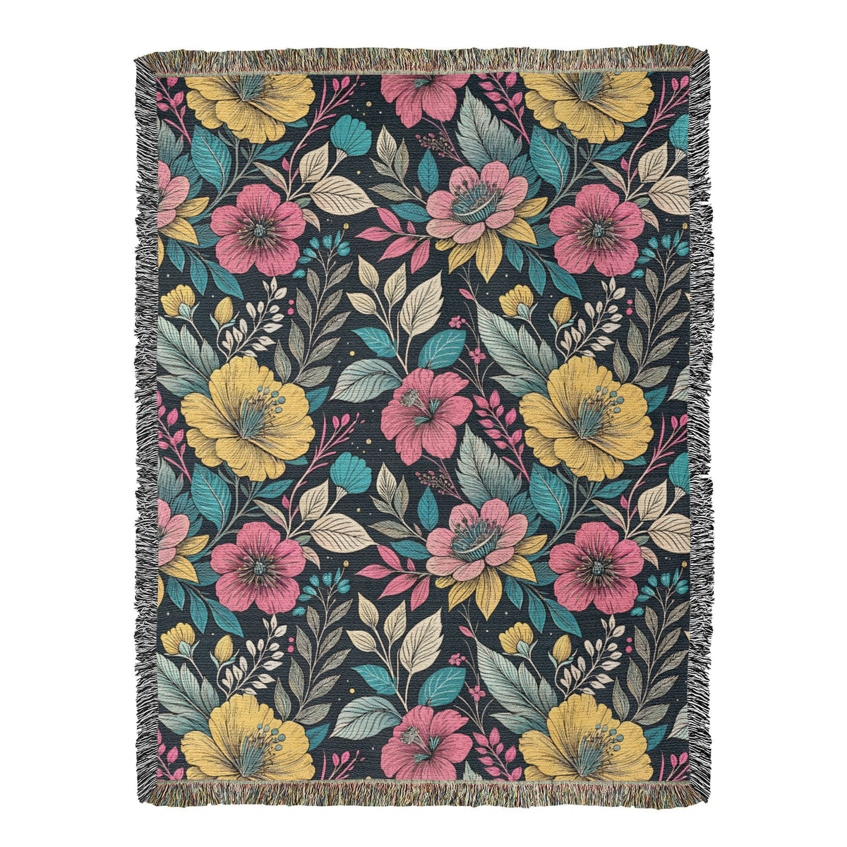 Oversized Floral Pattern 028 - 60" x 80" Heirloom Woven Blanket