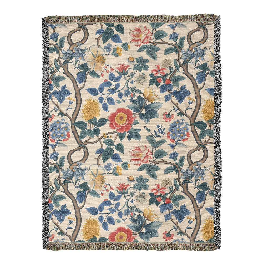 Chinoiserie Pattern 014 - 60" x 80" Heirloom Woven Blanket