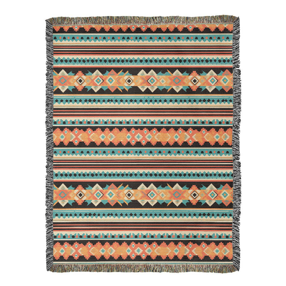Mexican Textile Pattern 002 - 60" x 80" Heirloom Woven Blanket