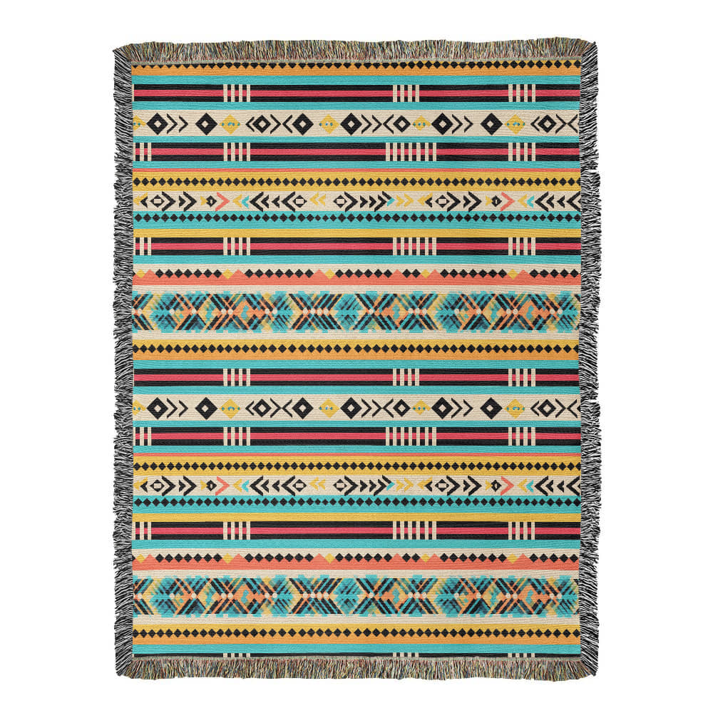 Mexican Textile Pattern 010 - 60" x 80" Heirloom Woven Blanket