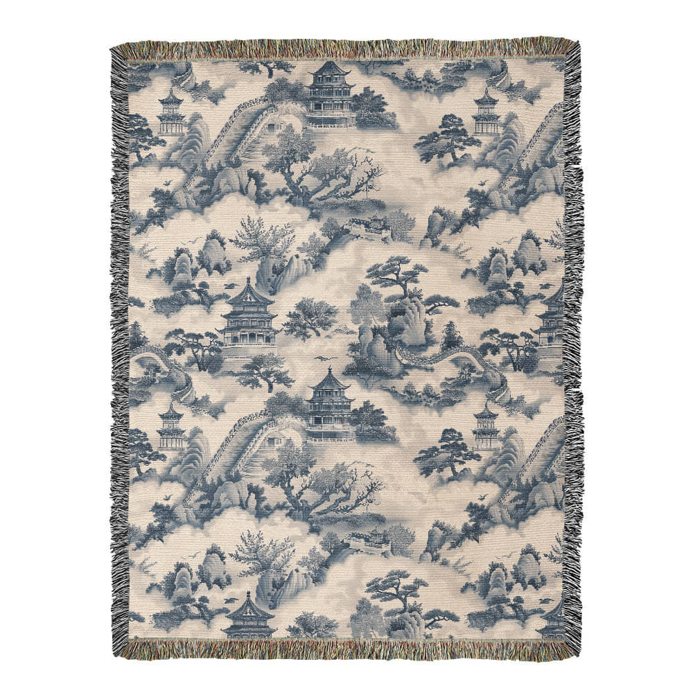 Chinese Ornament Pattern 007 - 60" x 80" Heirloom Woven Blanket