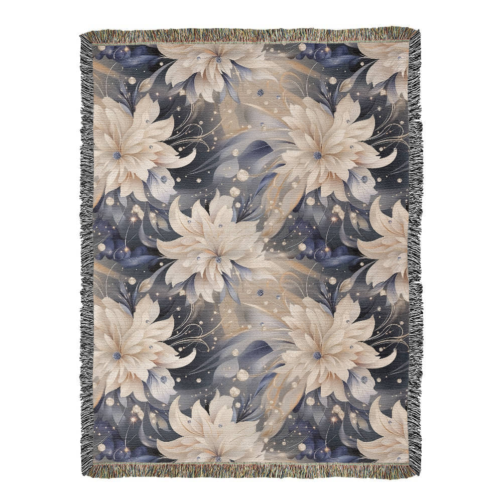Nocturnal Bloom Pattern 003 - 60" x 80" Heirloom Woven Blanket