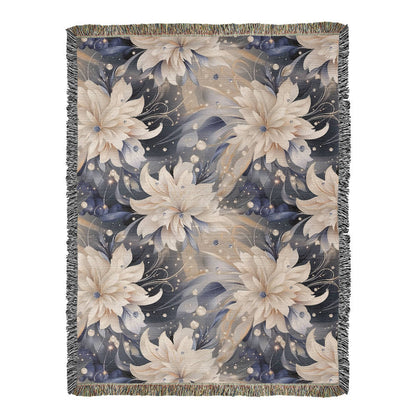 Nocturnal Bloom Pattern 003 - 60" x 80" Heirloom Woven Blanket