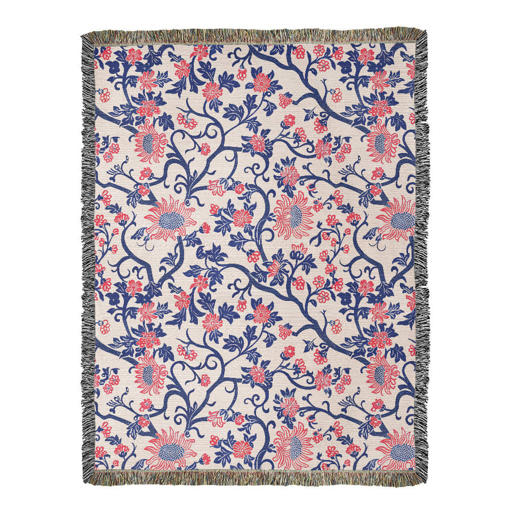 Chinoiserie Pattern 022 - 60" x 80" Heirloom Woven Blanket