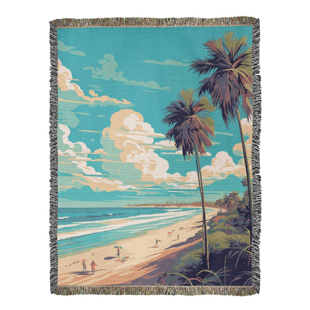 Famous Travel Destinations - Cocoa Beach, Florida - 60" x 80" Heirloom Woven Blanket