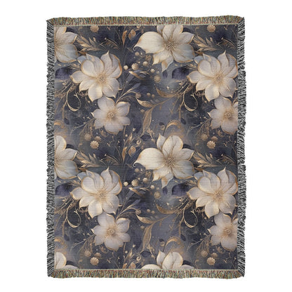 Nocturnal Bloom Pattern 010 - 60" x 80" Heirloom Woven Blanket