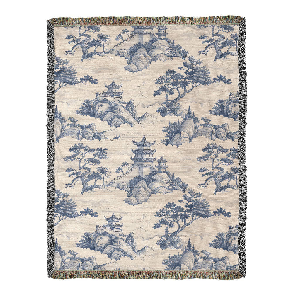 Chinese Ornament Pattern 001 - 60" x 80" Heirloom Woven Blanket