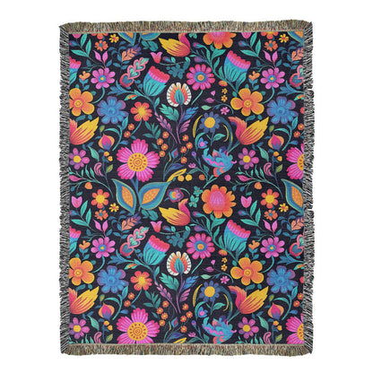 Mexican Floral Fiesta Pattern 049 - 60" x 80" Heirloom Woven Blanket