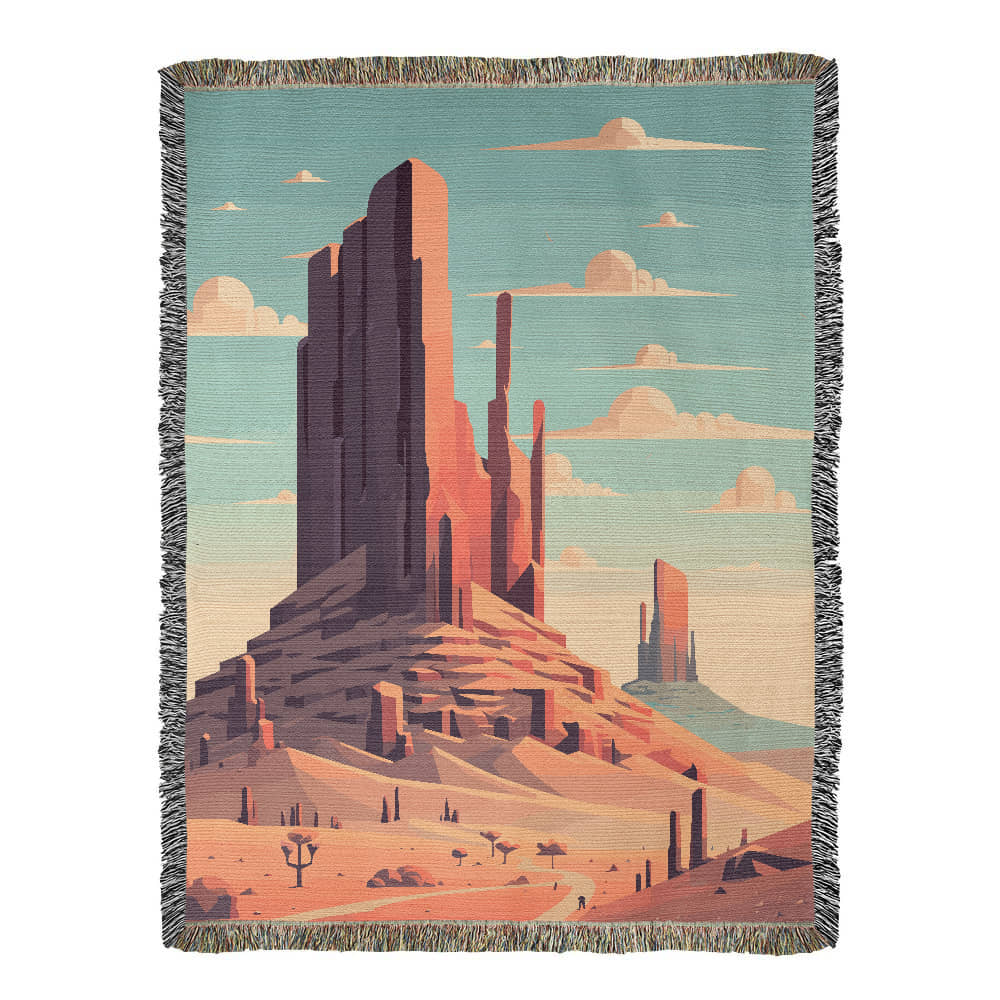 Famous Travel Destinations - Monument Valley, Navajo Tribal Park - 60" x 80" Heirloom Woven Blanket