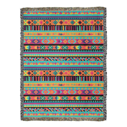 Mexican Textile Pattern 007 - 60" x 80" Heirloom Woven Blanket