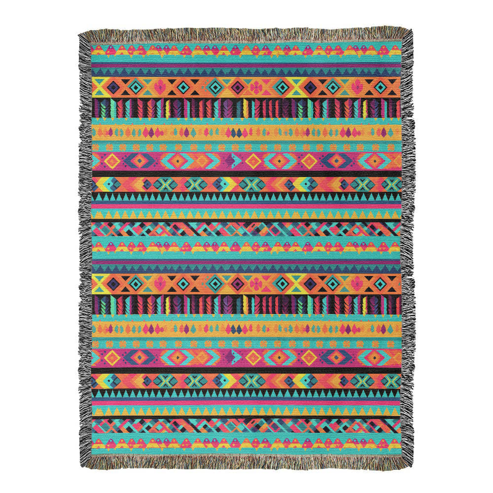 Mexican Textile Pattern 007 - 60" x 80" Heirloom Woven Blanket