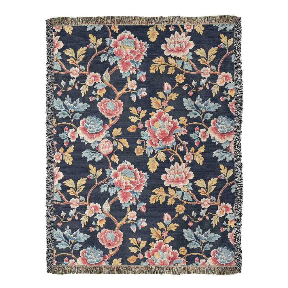 Chinoiserie Pattern 015 - 60" x 80" Heirloom Woven Blanket