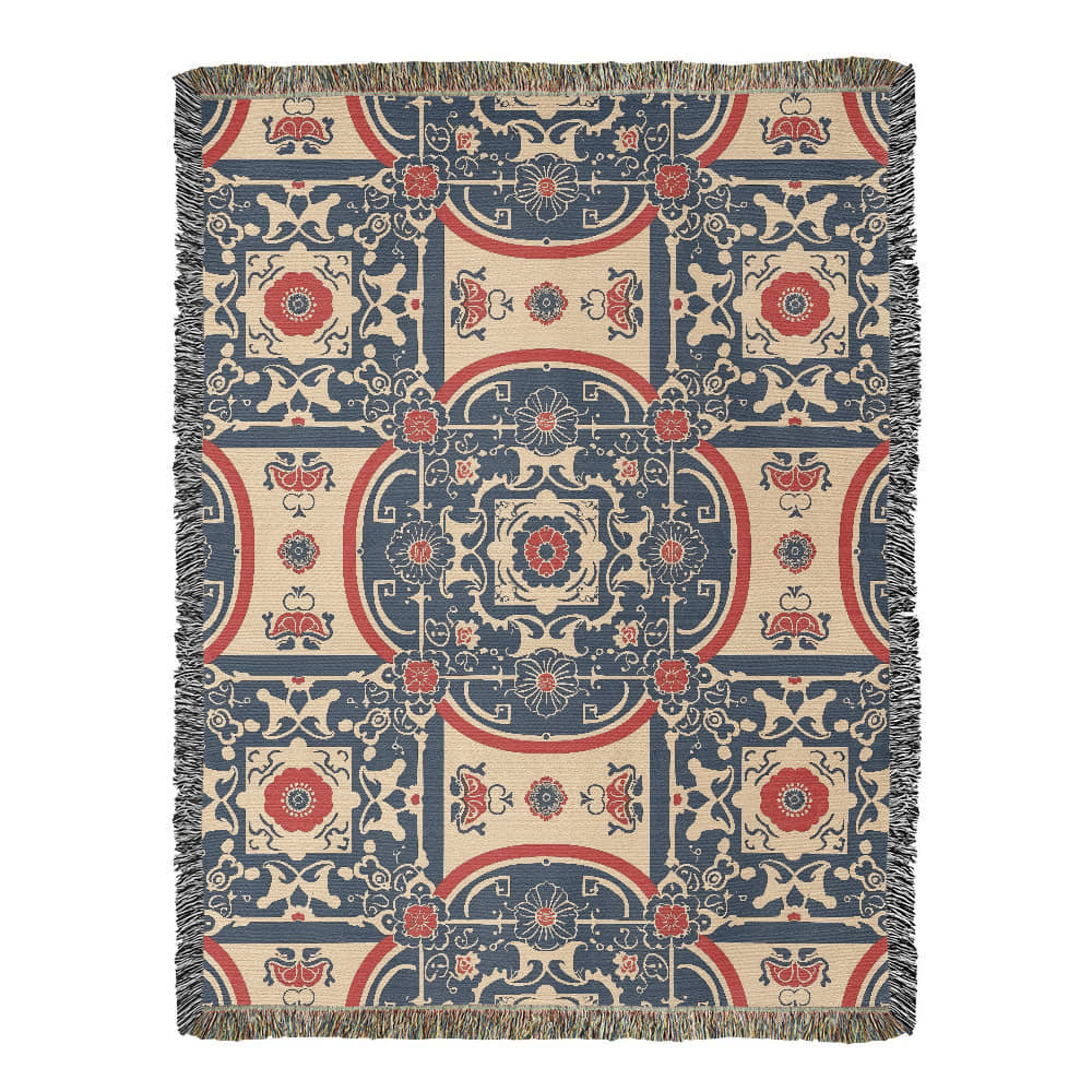 Chinoiserie Pattern 020 - 60" x 80" Heirloom Woven Blanket