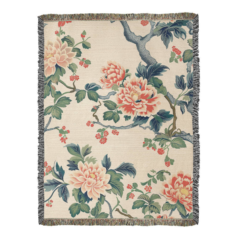 Chinoiserie Pattern 016 - 60" x 80" Heirloom Woven Blanket