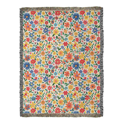 Mexican Floral Fiesta Pattern 009 - 60" x 80" Heirloom Woven Blanket