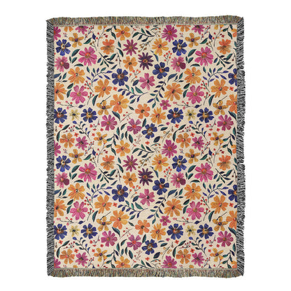Mexican Floral Fiesta Pattern 008 - 60" x 80" Heirloom Woven Blanket