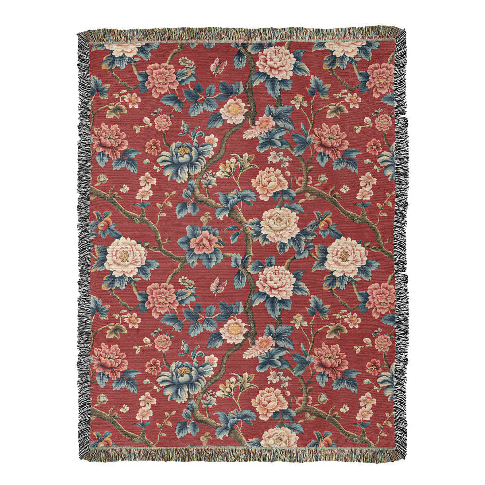 Chinoiserie Pattern 002 - 60" x 80" Heirloom Woven Blanket