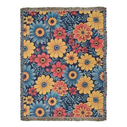Mexican Floral Fiesta Pattern 045 - 60" x 80" Heirloom Woven Blanket