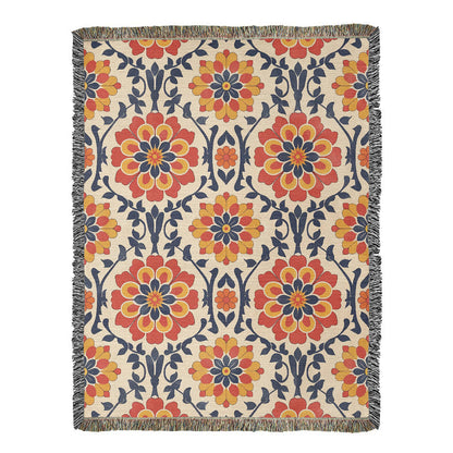 Mexican Floral Fiesta Pattern 047 - 60" x 80" Heirloom Woven Blanket