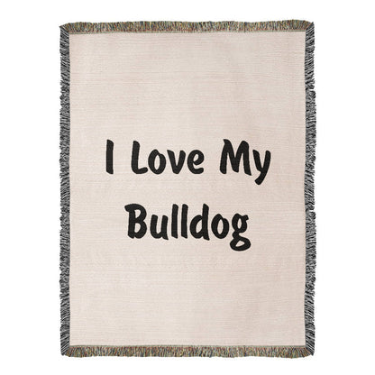 Love My Bulldog v4 - 60" x 80" Heirloom Woven Blanket