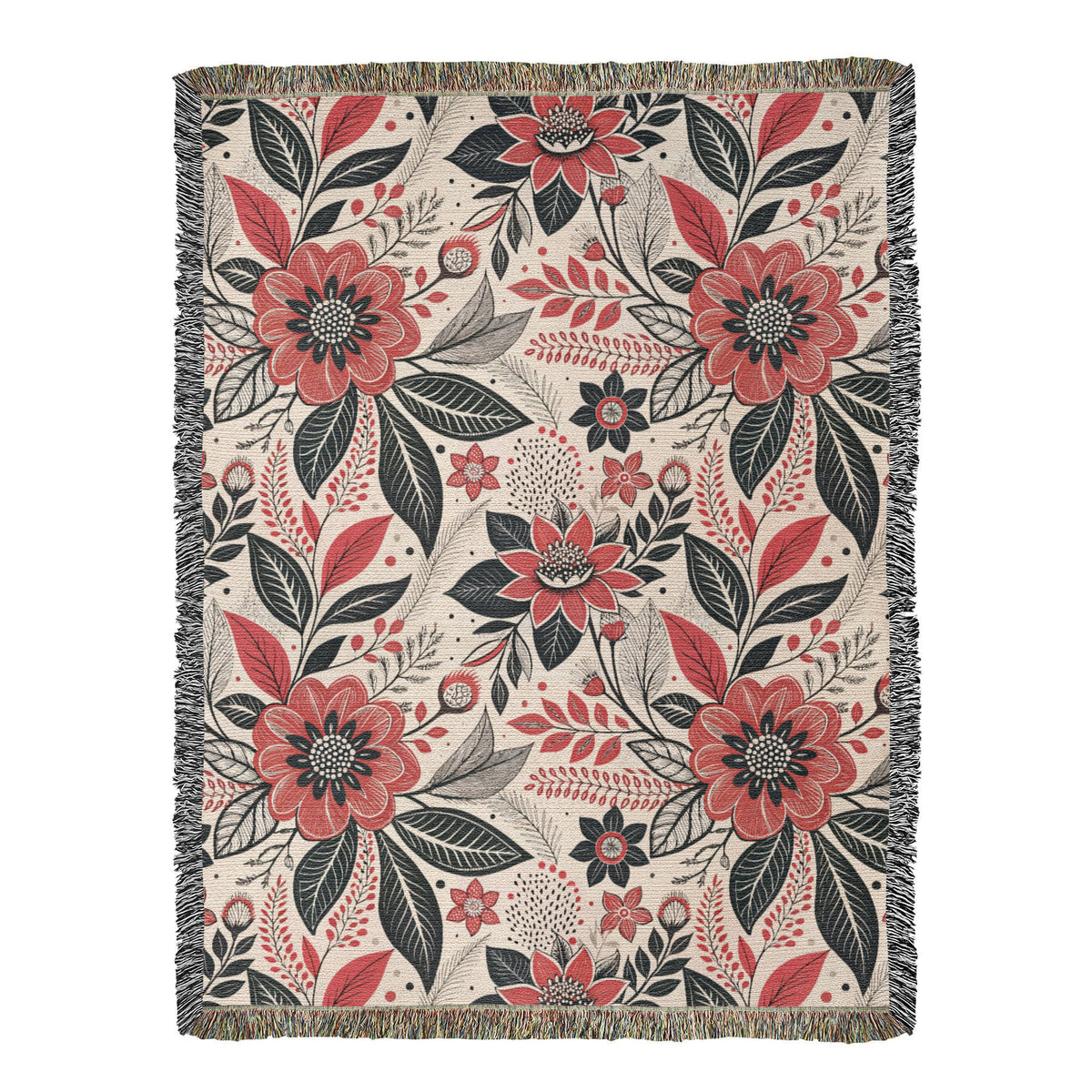 Oversized Floral Pattern 022 - 60" x 80" Heirloom Woven Blanket