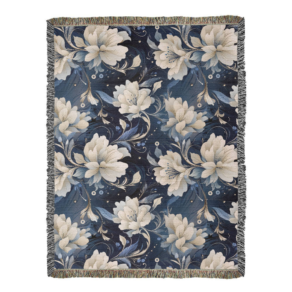 Nocturnal Bloom Pattern 011 - 60" x 80" Heirloom Woven Blanket