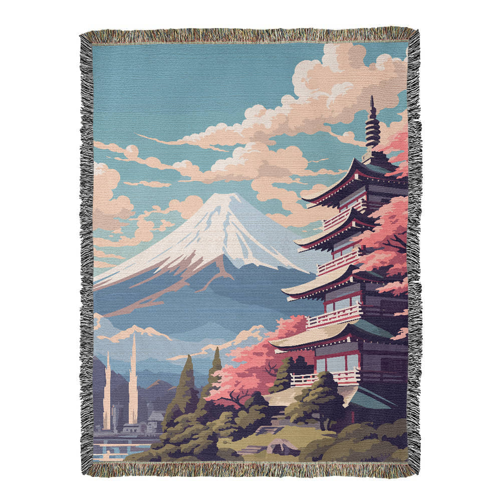 Famous Travel Destinations - Mount Fuji, Japan - 60" x 80" Heirloom Woven Blanket